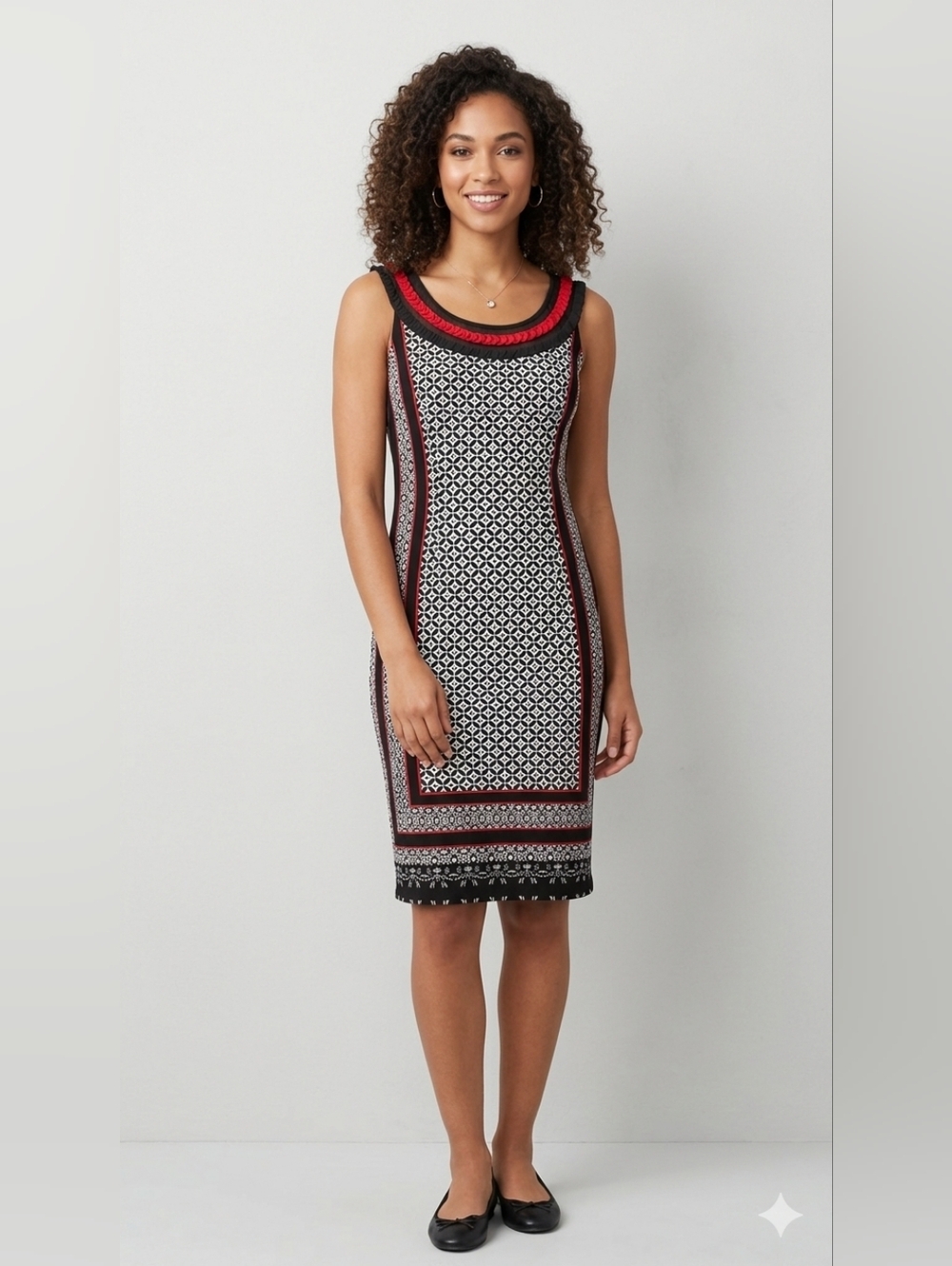 388. Joseph Ribkoff Sleeveless Patterned Dress